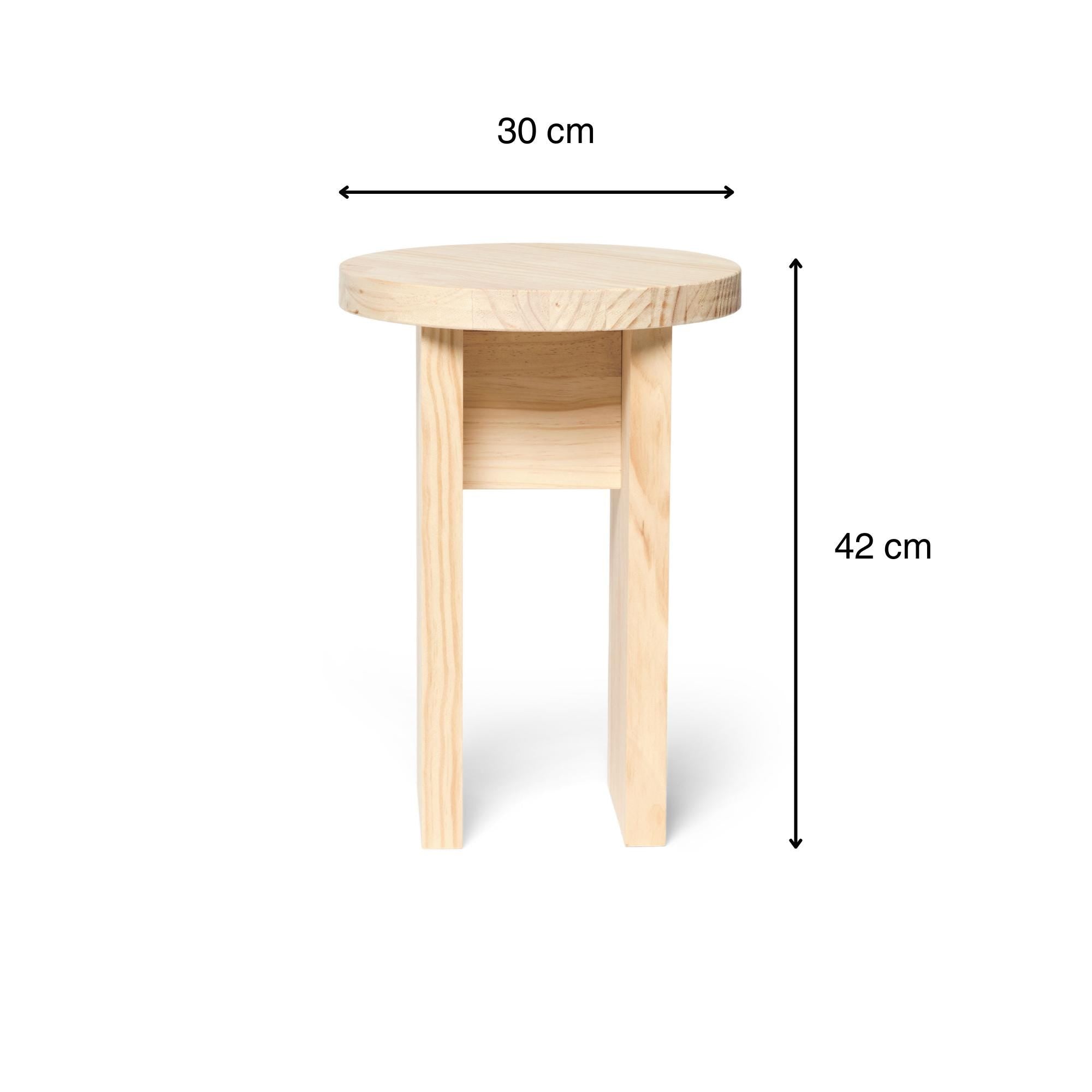 NORIKURA Taburete - Mesita de noche de madera maciza. Acabado "N A T U R A L".