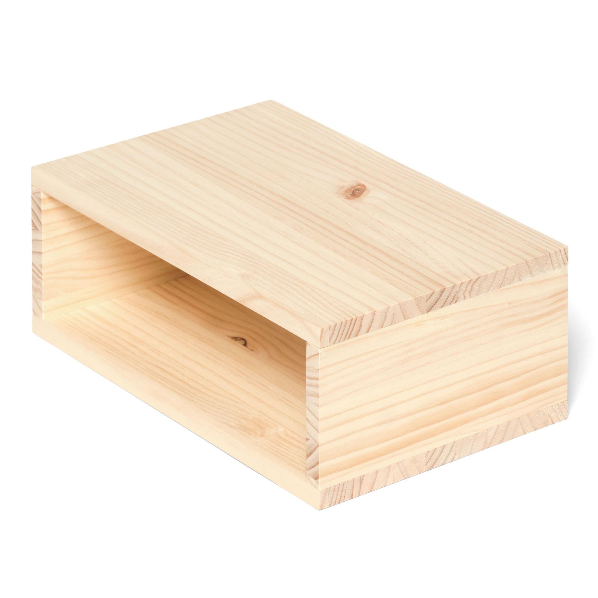 KINPU Mesita de noche flotante de madera maciza. Acabado "N A T U R A L".