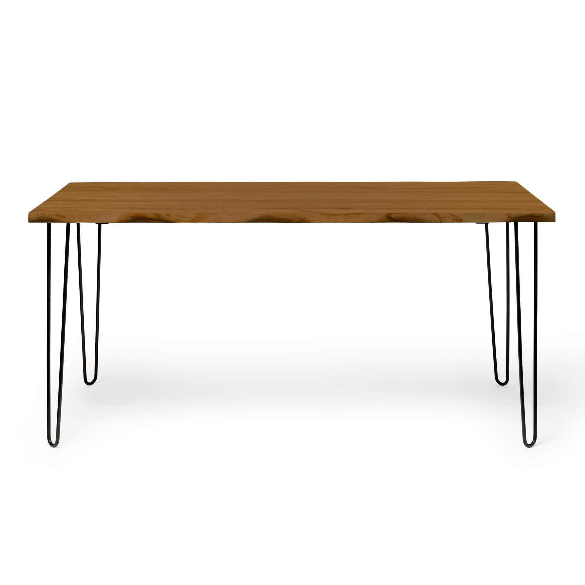 SHIOMI Mesa de comedor canto vivo de madera maciza. Acabado "D A R K".