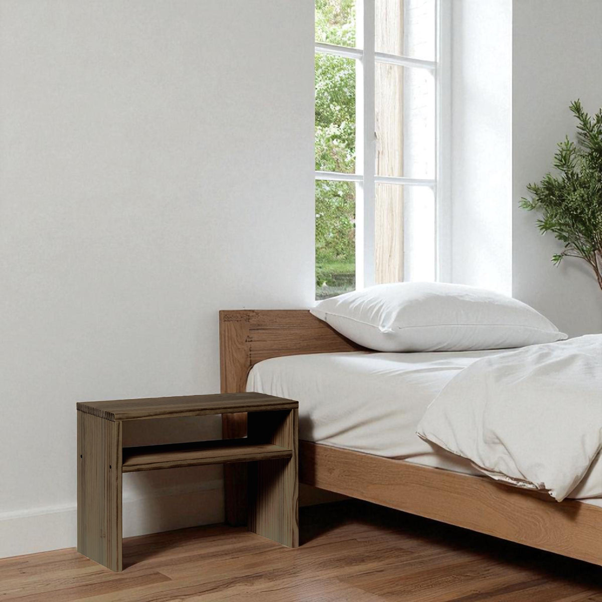 HOO Mesita de noche de madera maciza. Accabado 