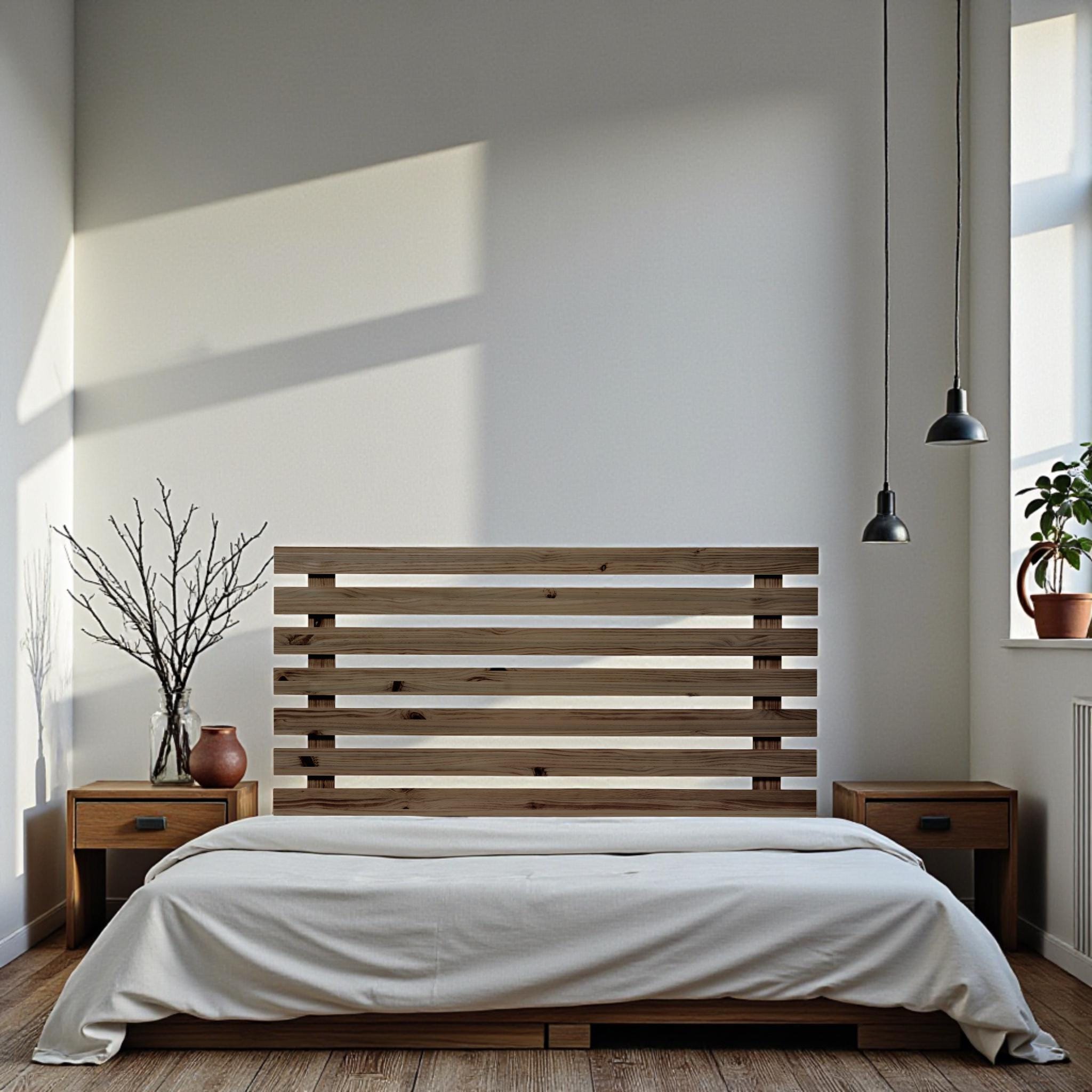 AINO Cabecero de madera maciza. Acabado "R A W  G R A Y".