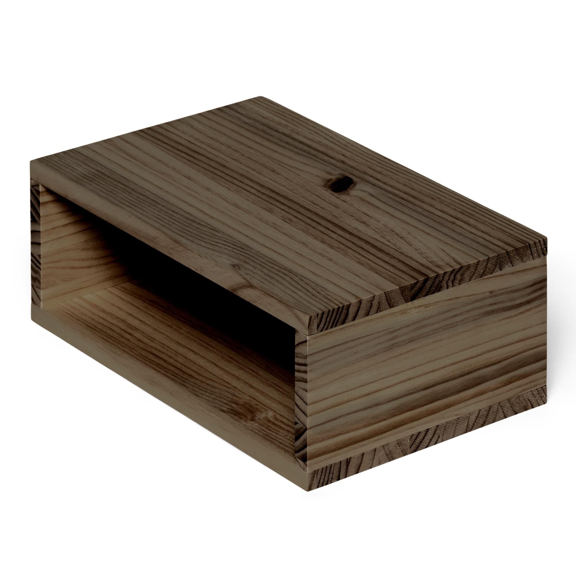 KINPU Mesita de noche flotante de madera maciza. Acabado "R A W  G R A Y".