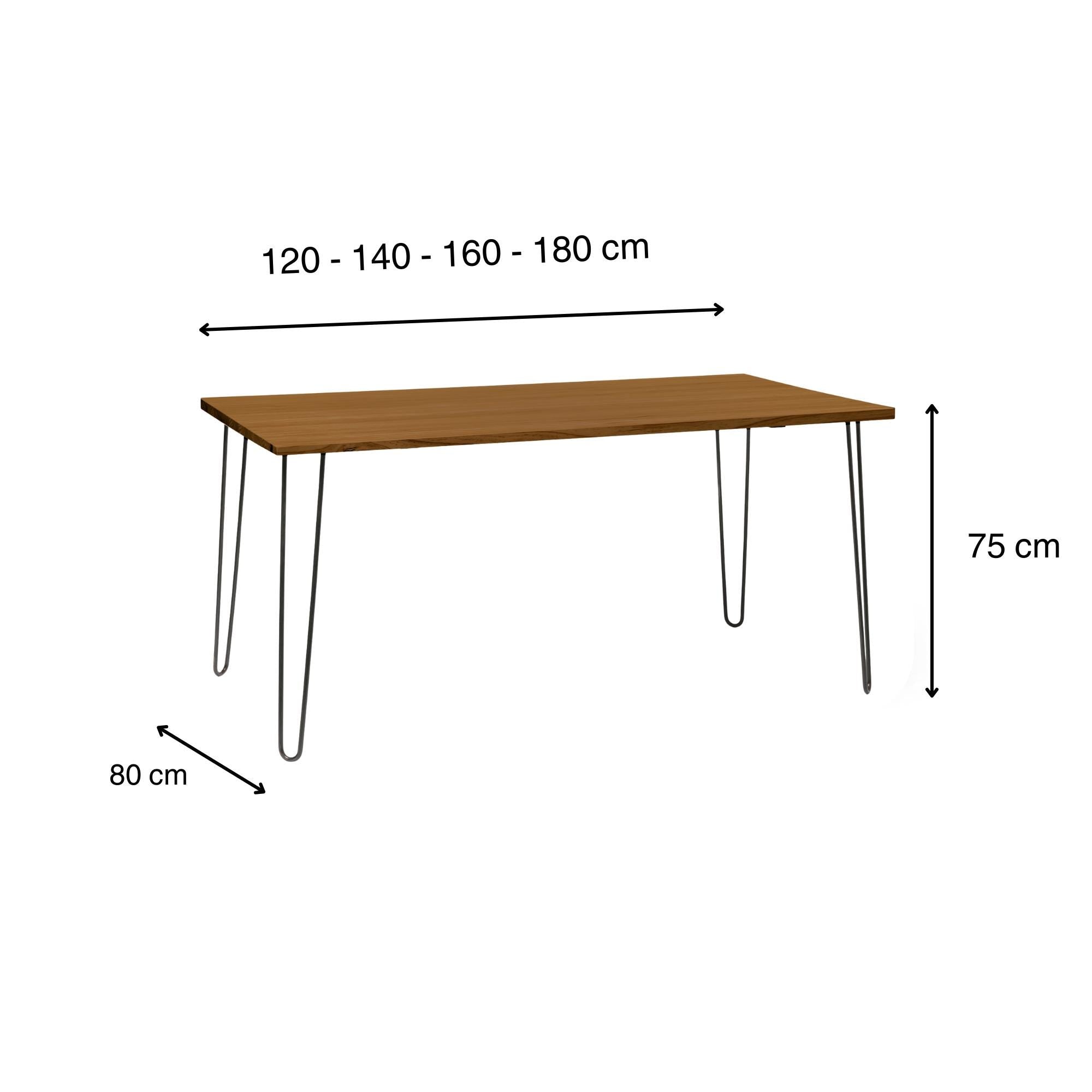 SENJO Mesa de comedor canto vivo de madera maciza. Acabado "D A R K".