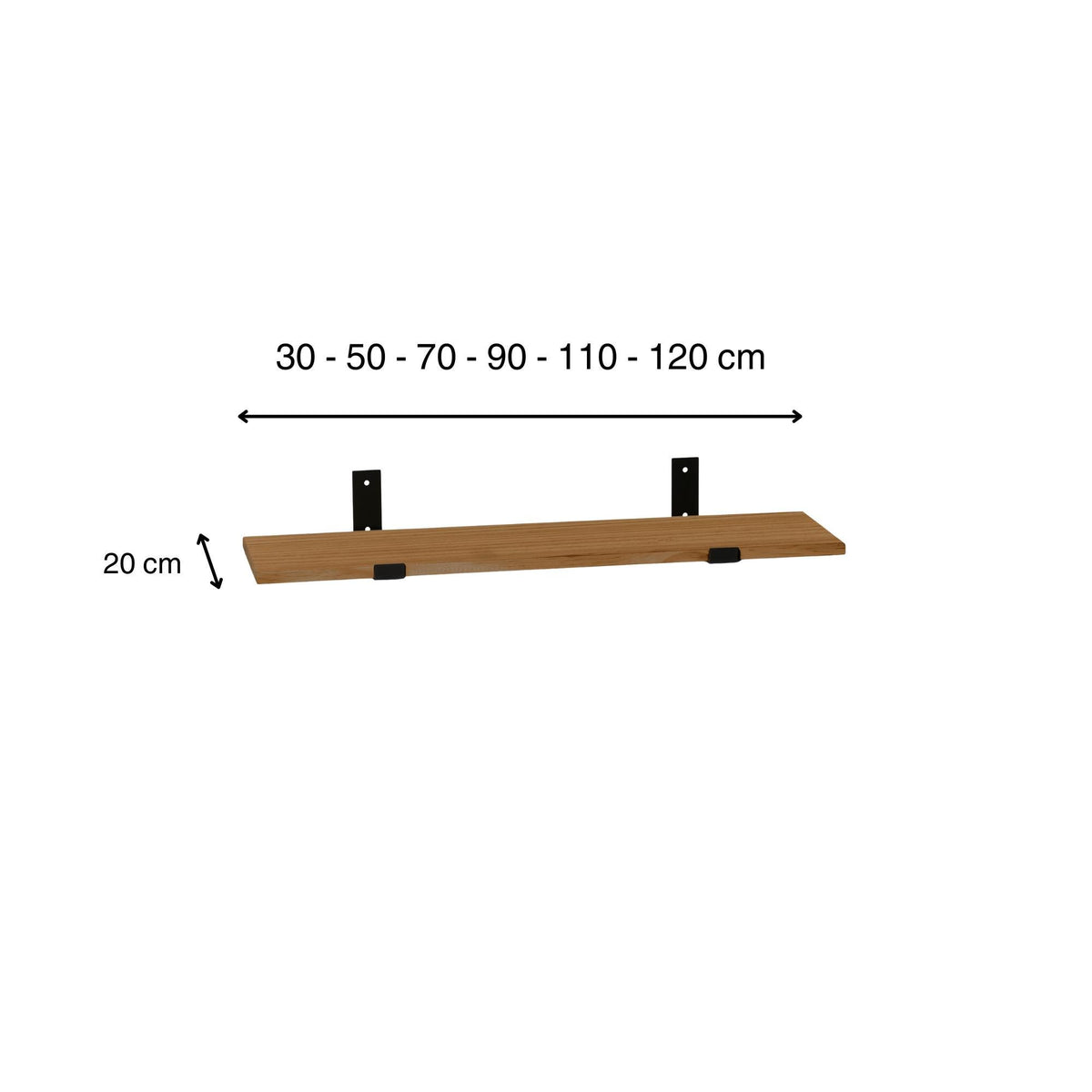 NAEBA Solid wood shelf. "DARK" finish.