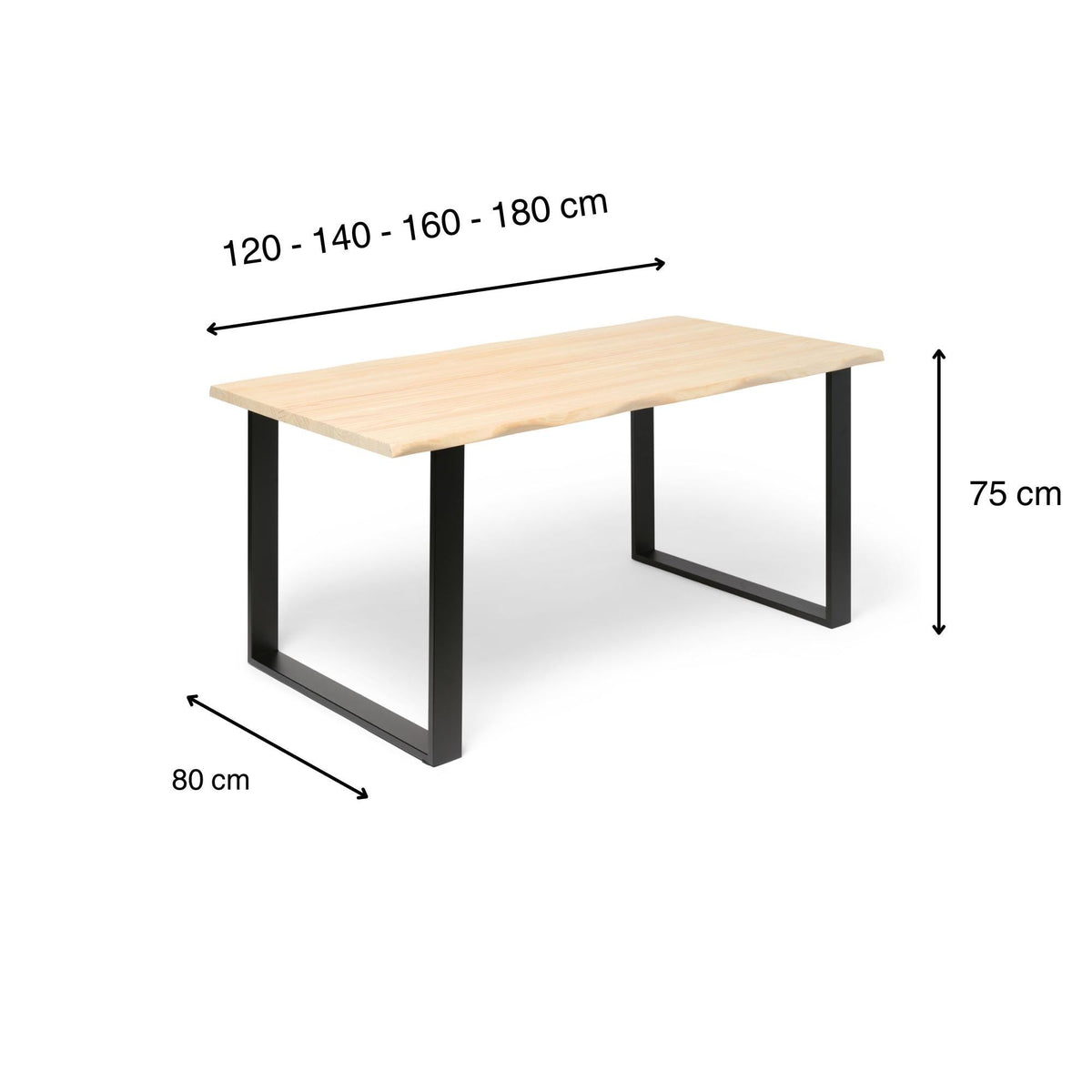 GASSAN Solid wood dining table with sharp edges. "NATURAL" finish.