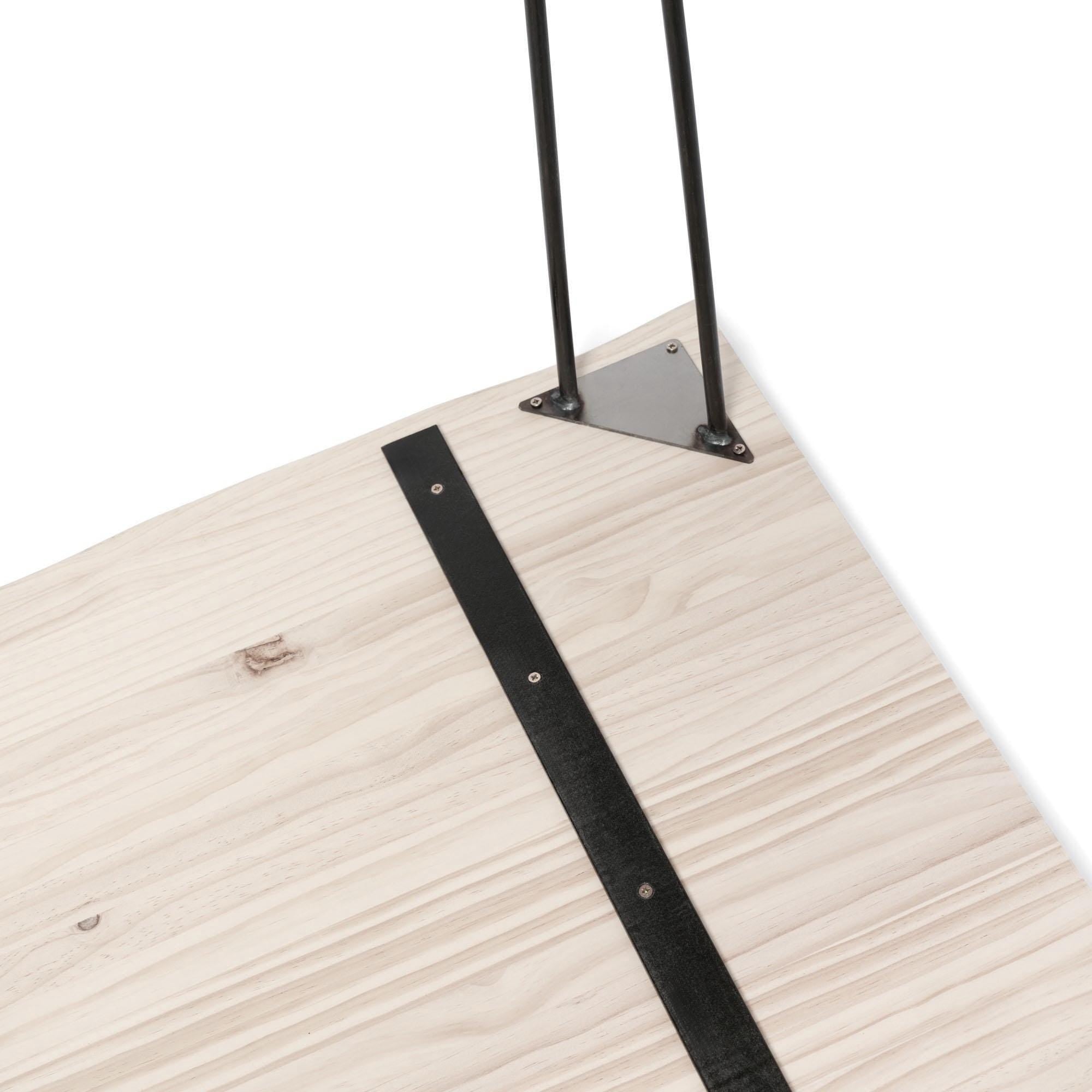 SHIOMI Mesa de comedor canto vivo de madera maciza. Acabado "R A W  G R A Y".