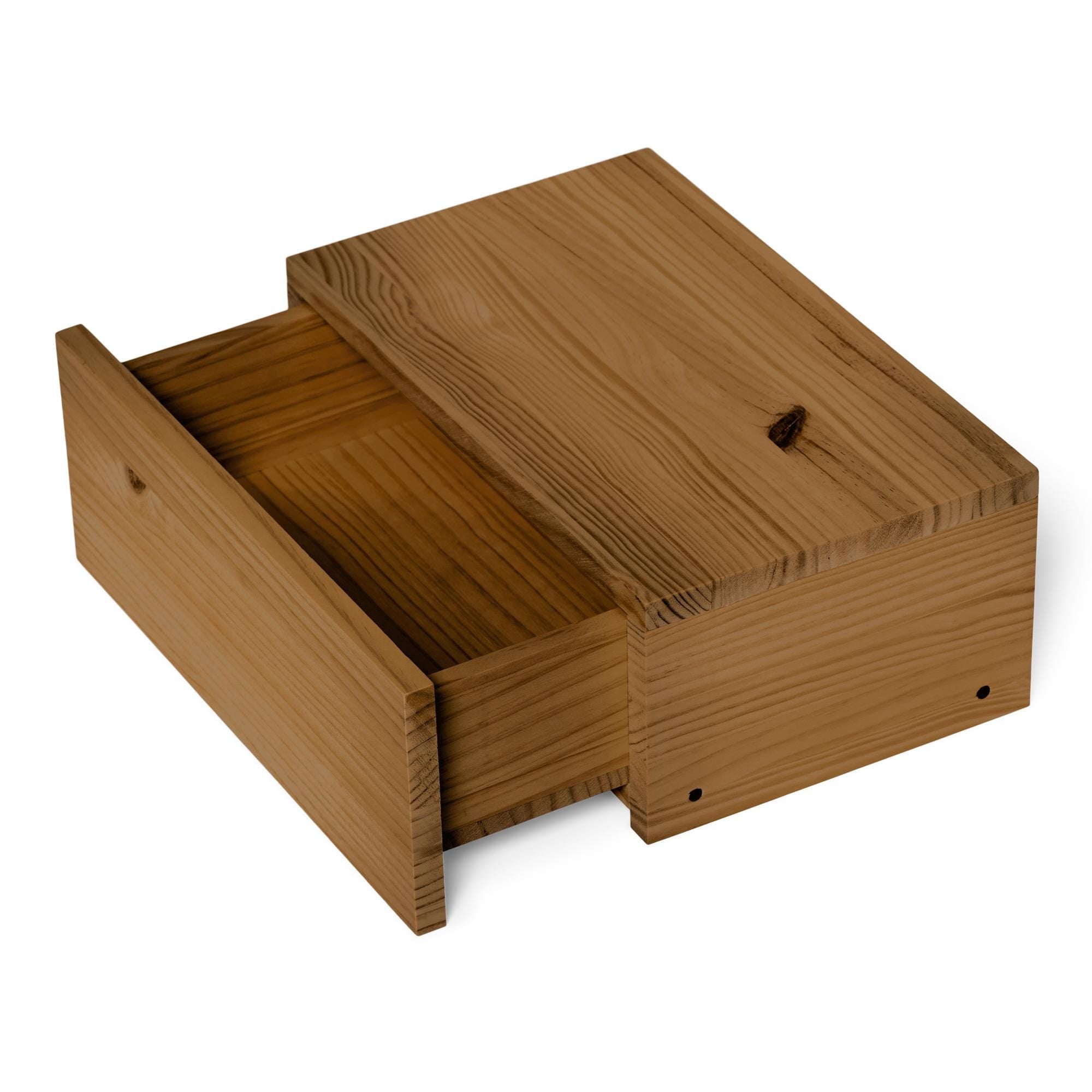 TONE Mesita de noche flotante de madera maciza con cajón. Acabado "D A R K".