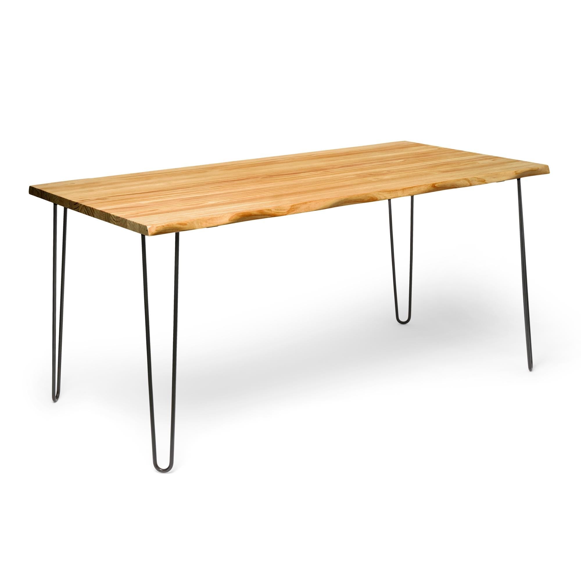 SHIOMI Mesa de comedor canto vivo de madera maciza. Acabado "O A K".