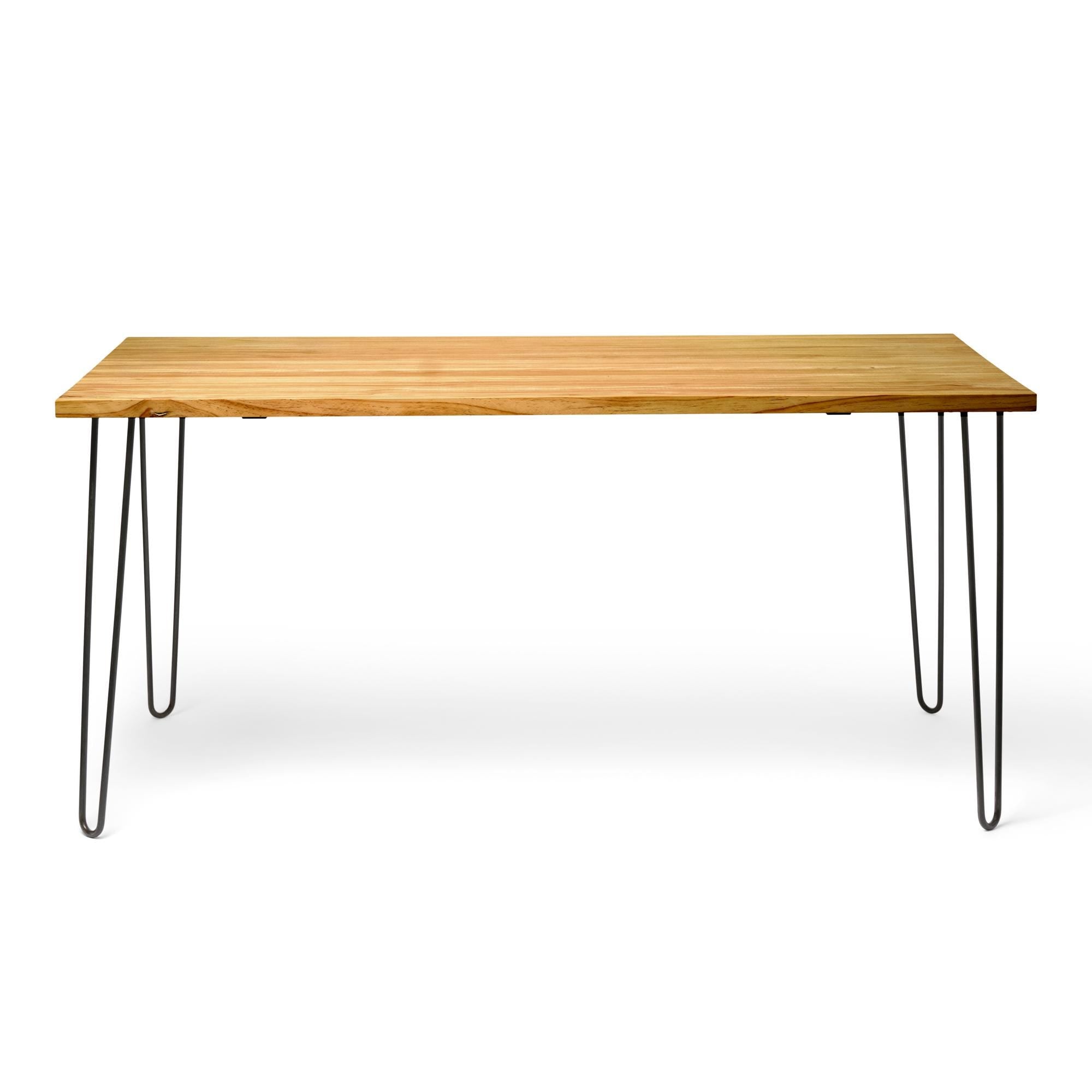 SENJO Mesa de comedor canto vivo de madera maciza. Acabado "O A K".