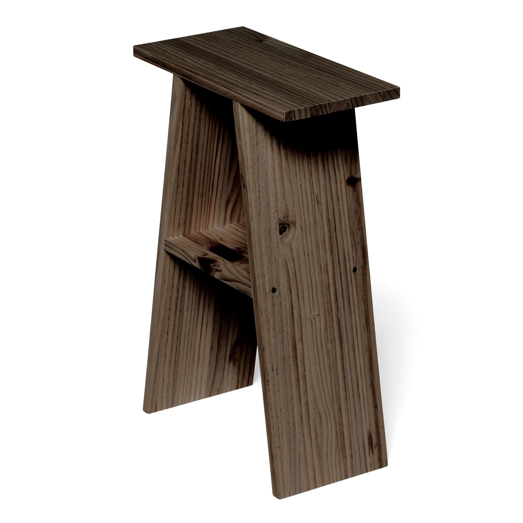 ENA Mesita de noche de madera maciza. Acabado "R A W  G R A Y".