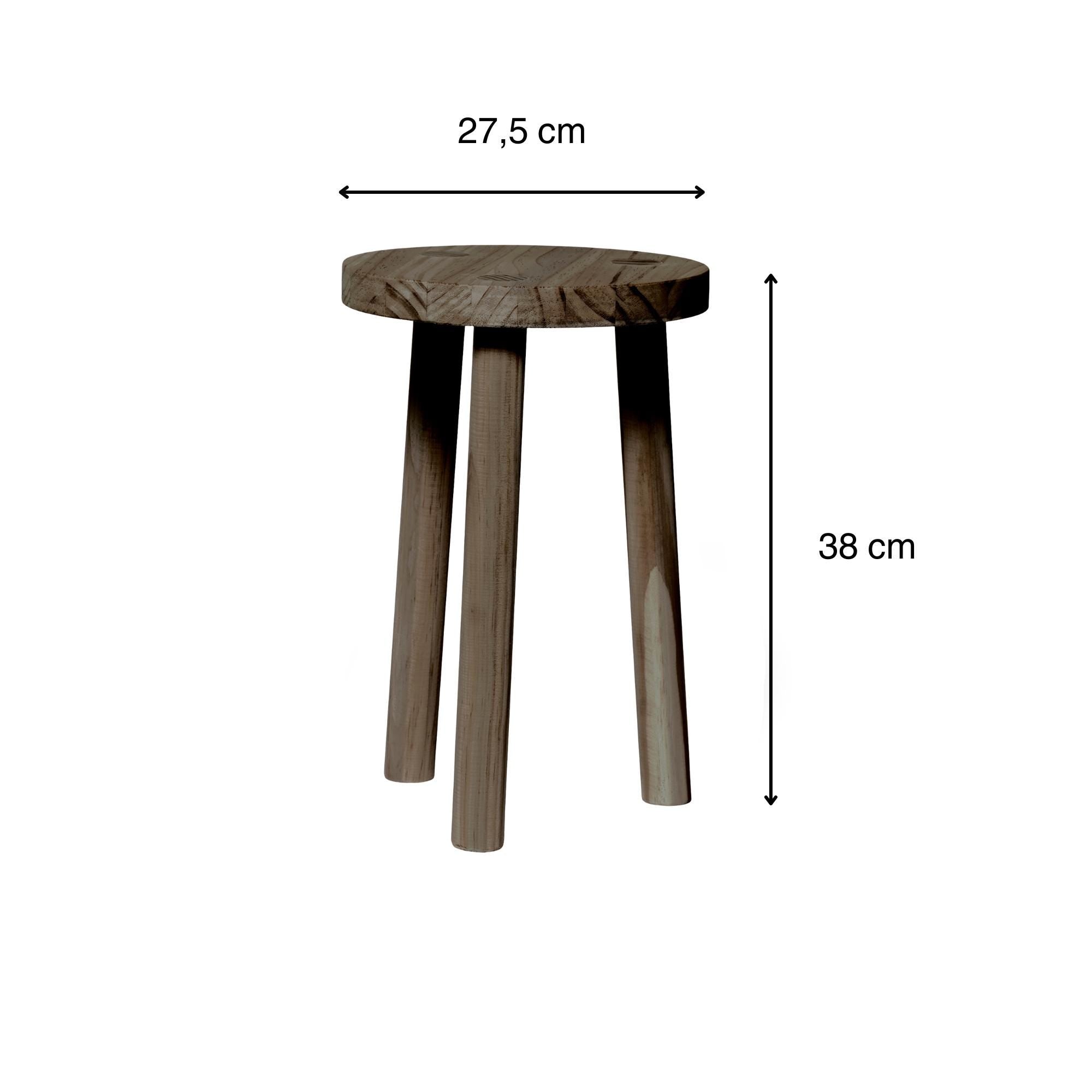 KARASAWA Taburete - Mesita de noche de madera maciza. Acabado "R A W  G R A Y".