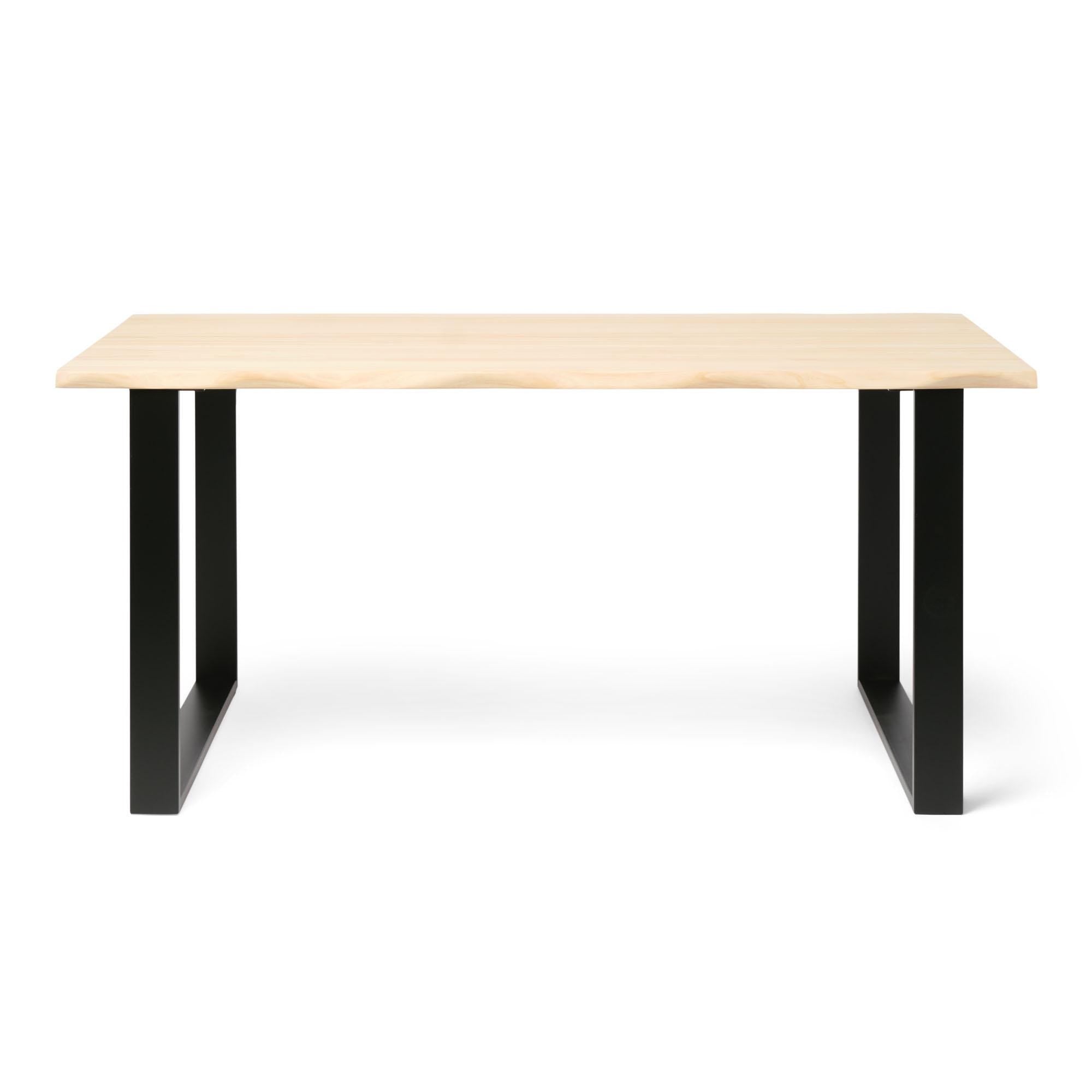 GASSAN Mesa de comedor canto vivo de madera maciza. Acabado "N A T U R A L".