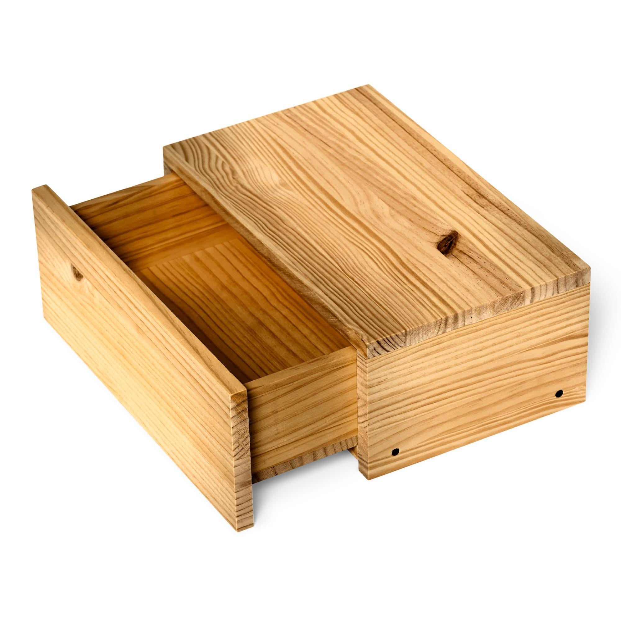 TONE Mesita de noche flotante de madera maciza con cajón. Acabado "O A K".