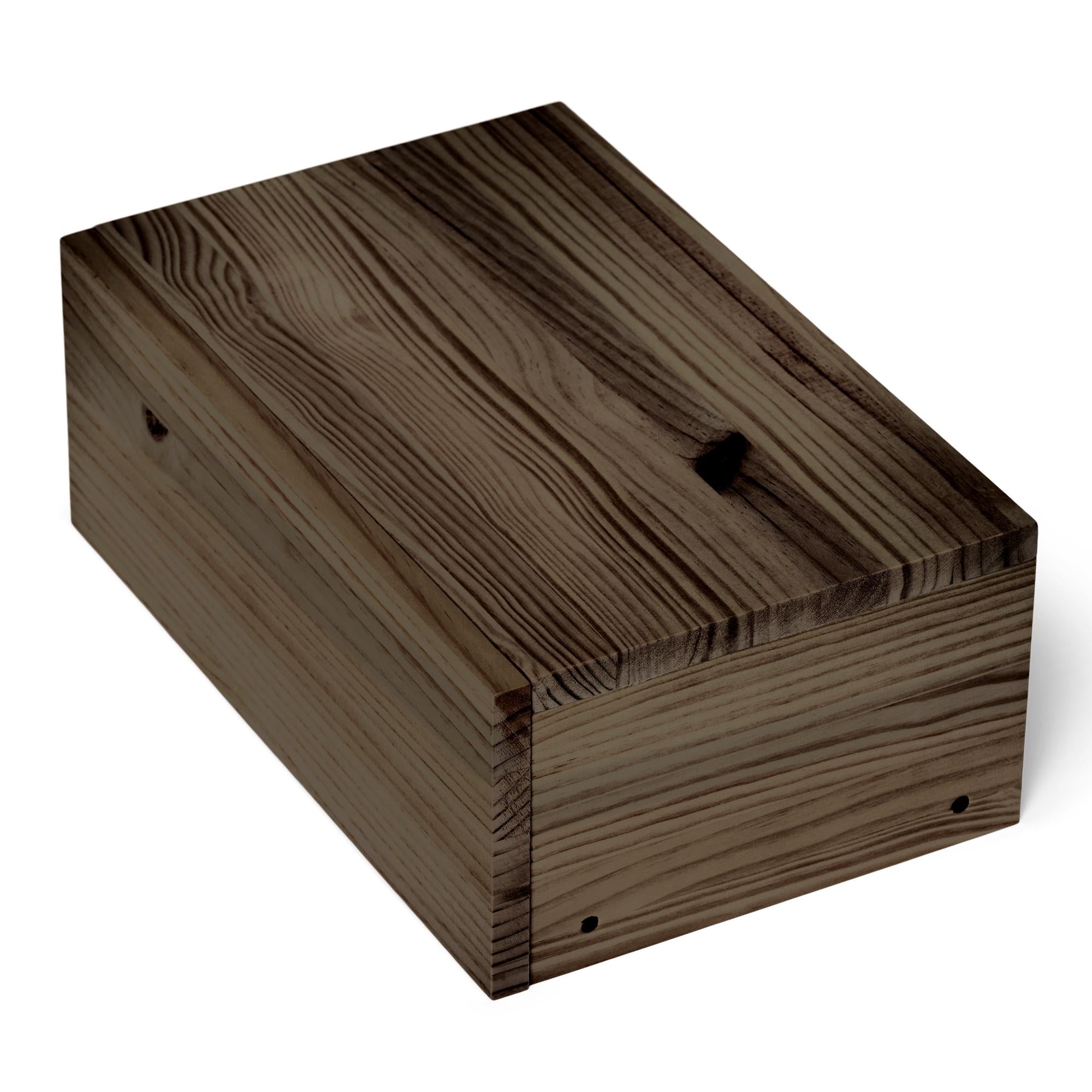 TONE Mesita de noche flotante de madera maciza con cajón. Acabado "R A W  G R A Y".