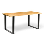 GASSAN Mesa de comedor canto vivo de madera maciza. Acabado 