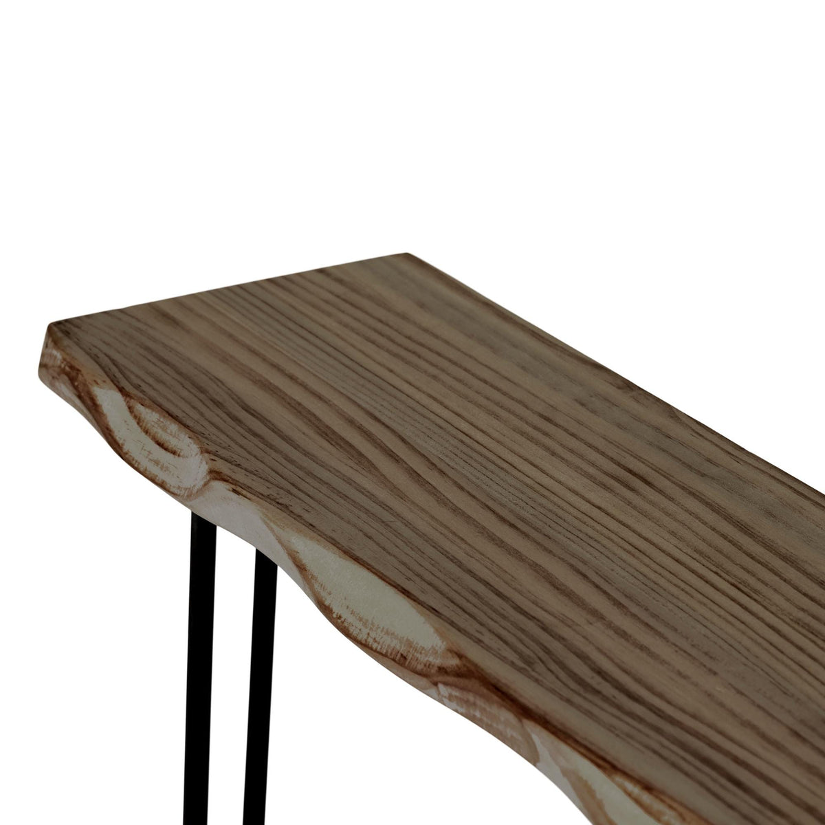 UTSUGI Console Table - Solid wood entryway table with live edge. "RAWGRAY" finish.