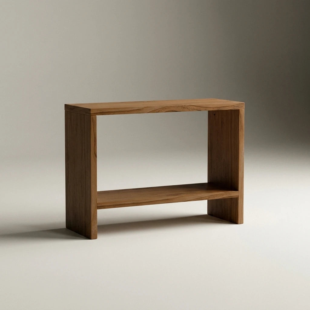 AKAISHI Table de nuit en bois massif. Acabado "DARK".