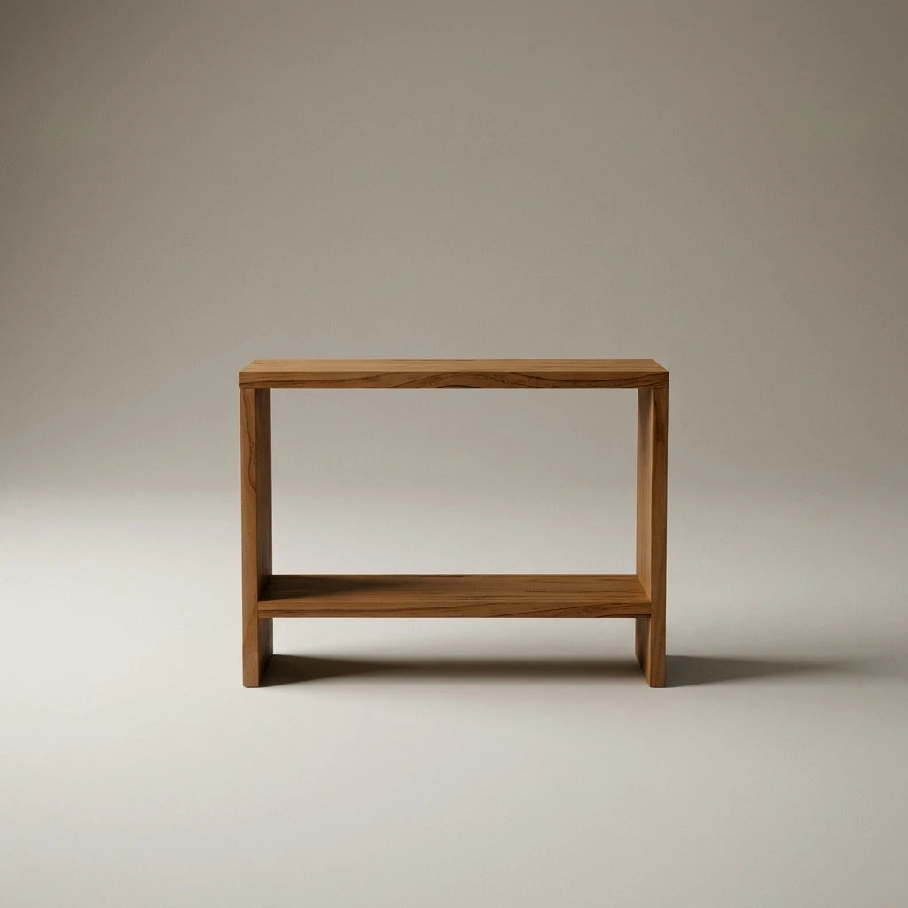 AKAISHI Table de nuit en bois massif. Acabado "DARK".