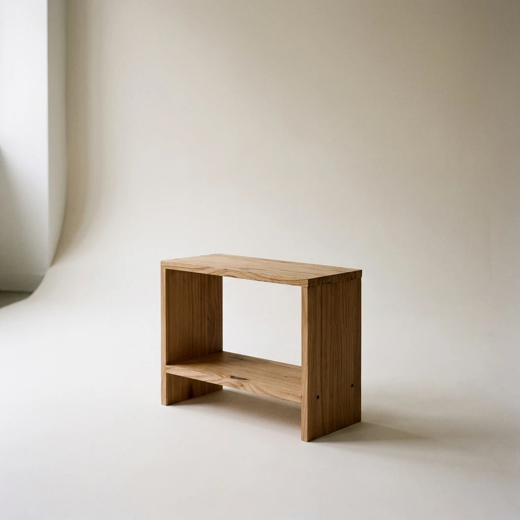 AKAISHI Table de nuit en bois massif. Acabado "DARK".