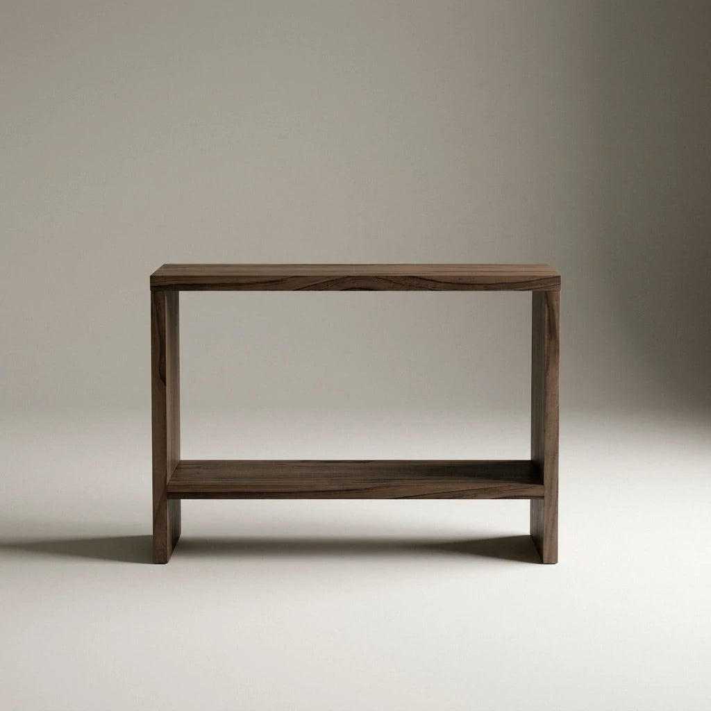 AKAISHI Table de nuit en bois massif. Accabado "RAWGRAY".