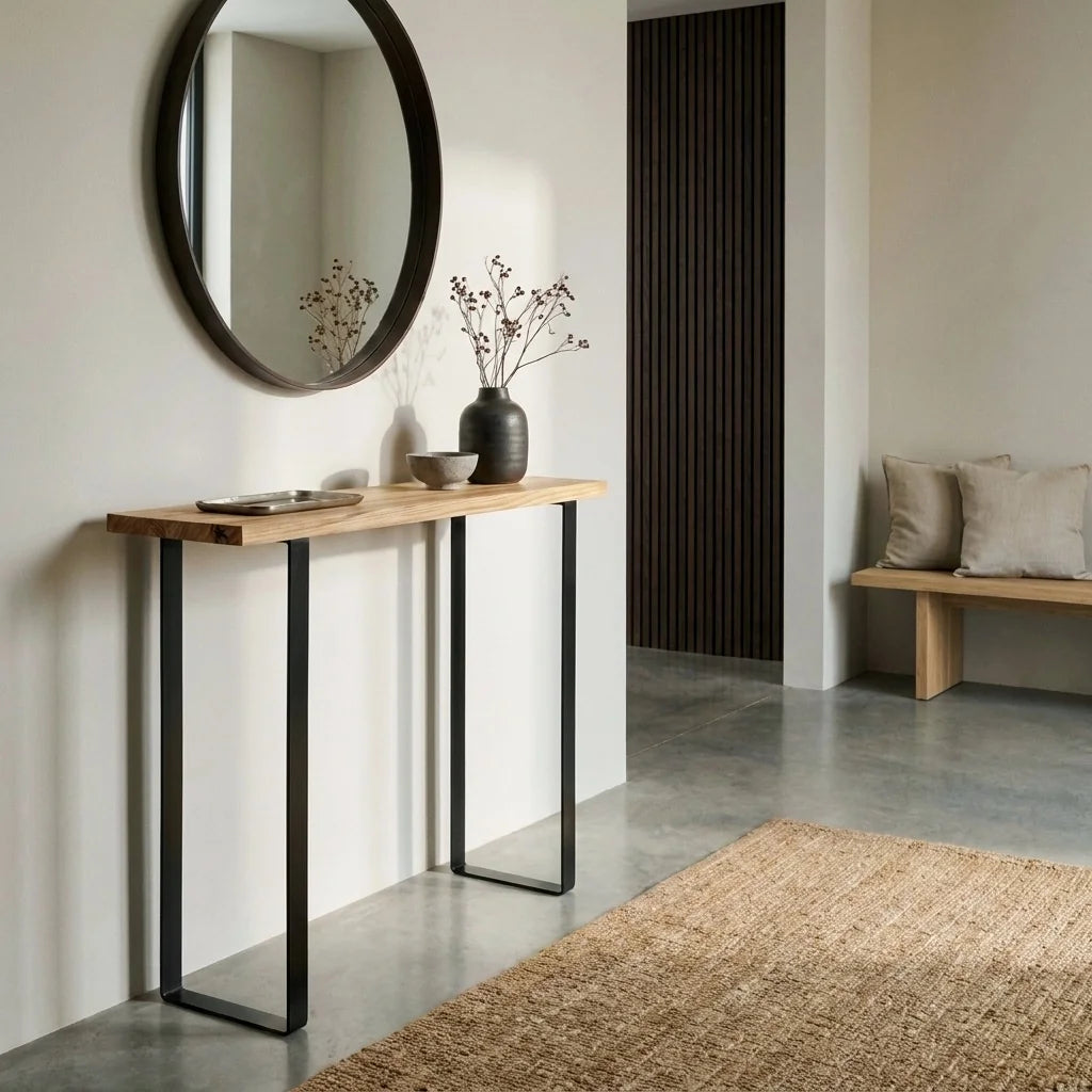 ARAKAWA Consola - Recibidor de madera maciza. Acabado "O A K".