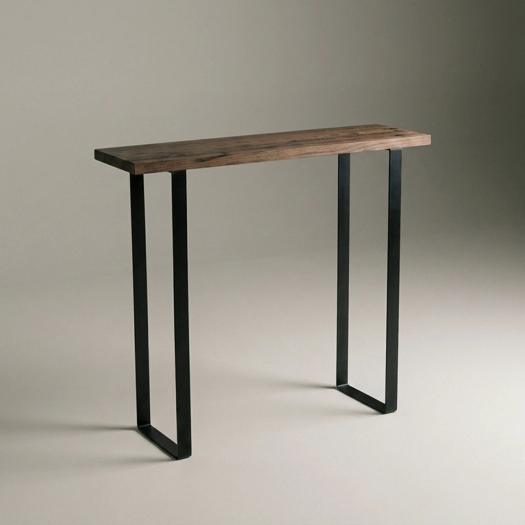 ARAKAWA Consola - Recibidor de madera maciza. Acabado "R A W  G R A Y".