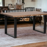 GASSAN Mesa de comedor canto vivo de madera maciza. Acabado 
