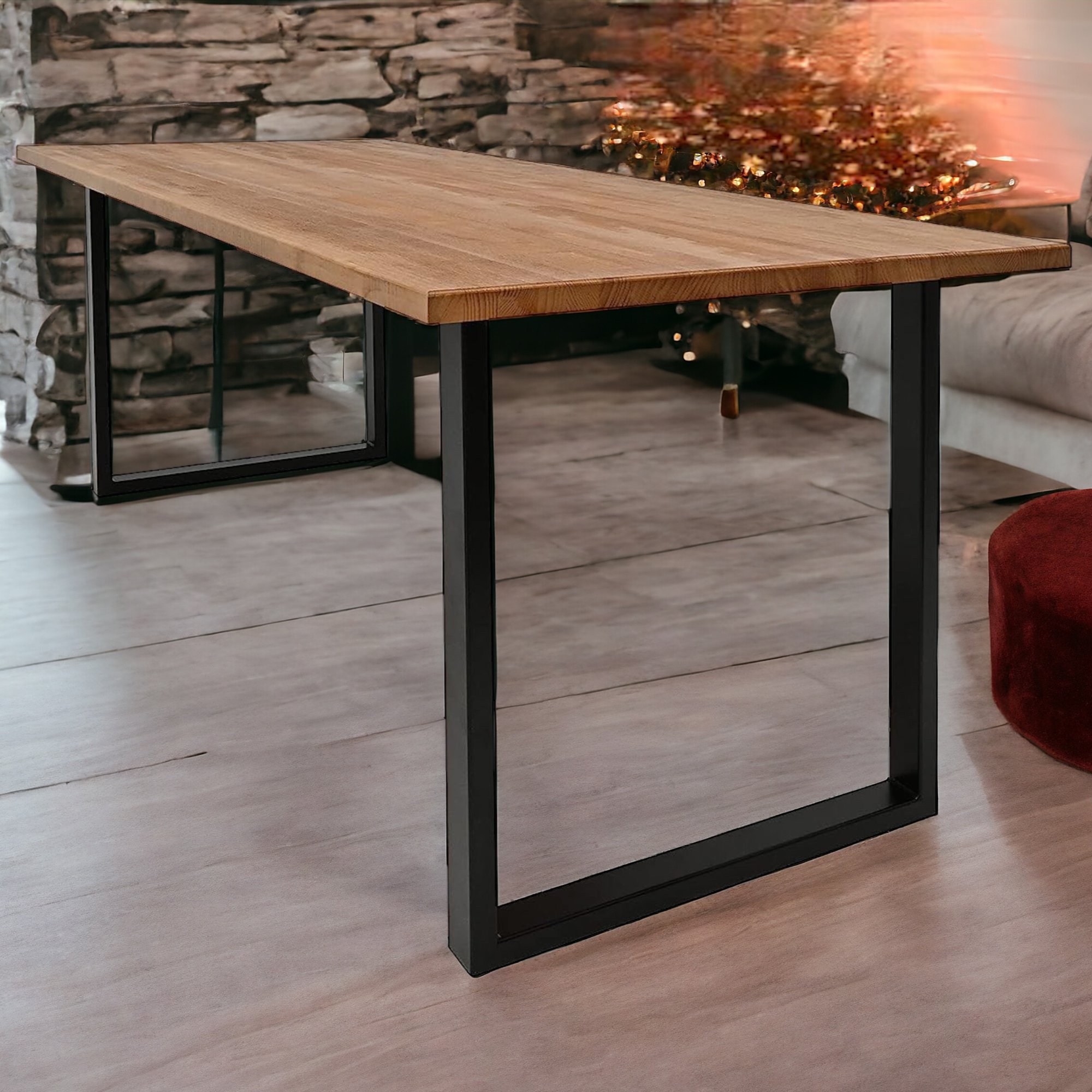 KASA Mesa de comedor de madera maciza. Acabado "D A R K".