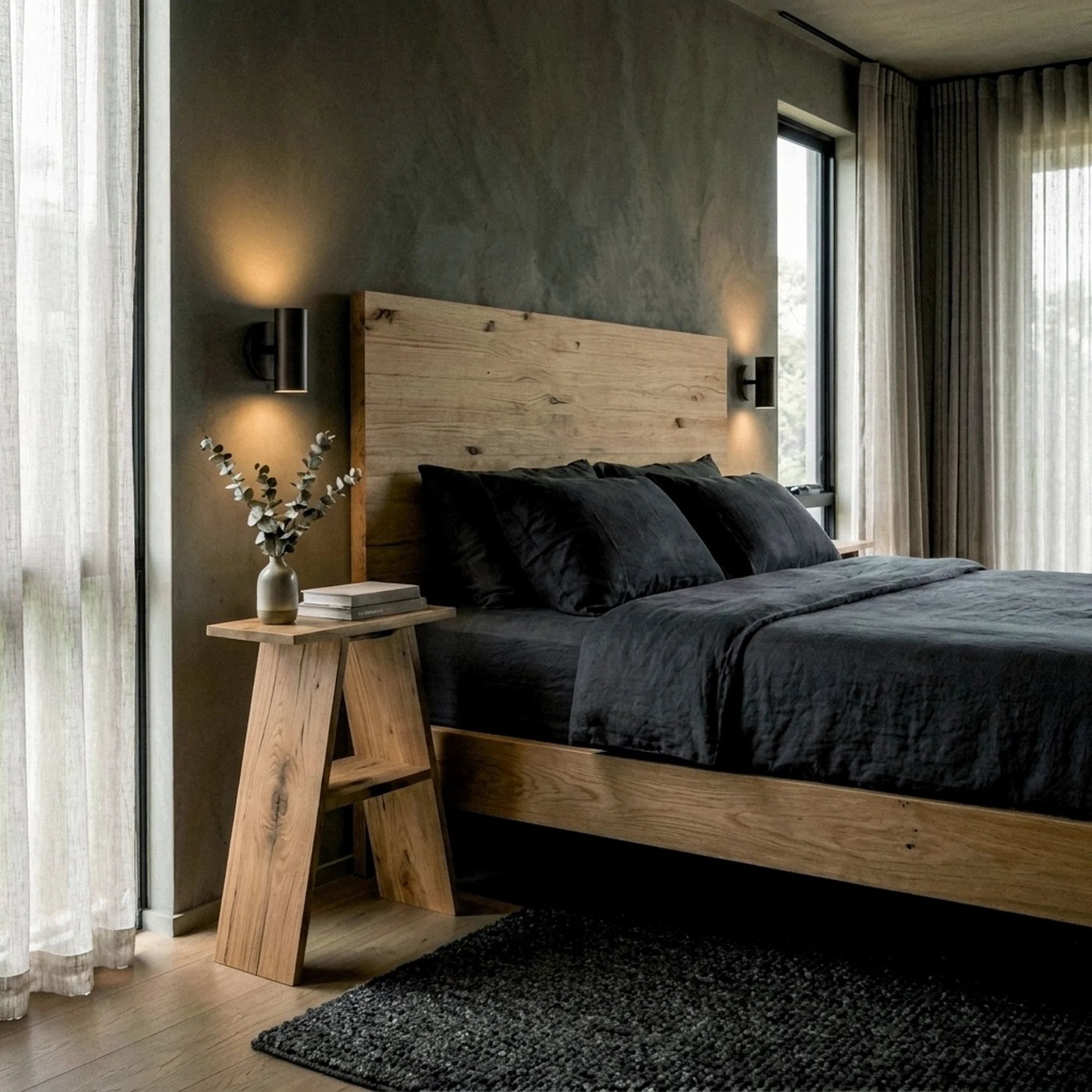 ENA Solid wood bedside table. "OAK" finish.