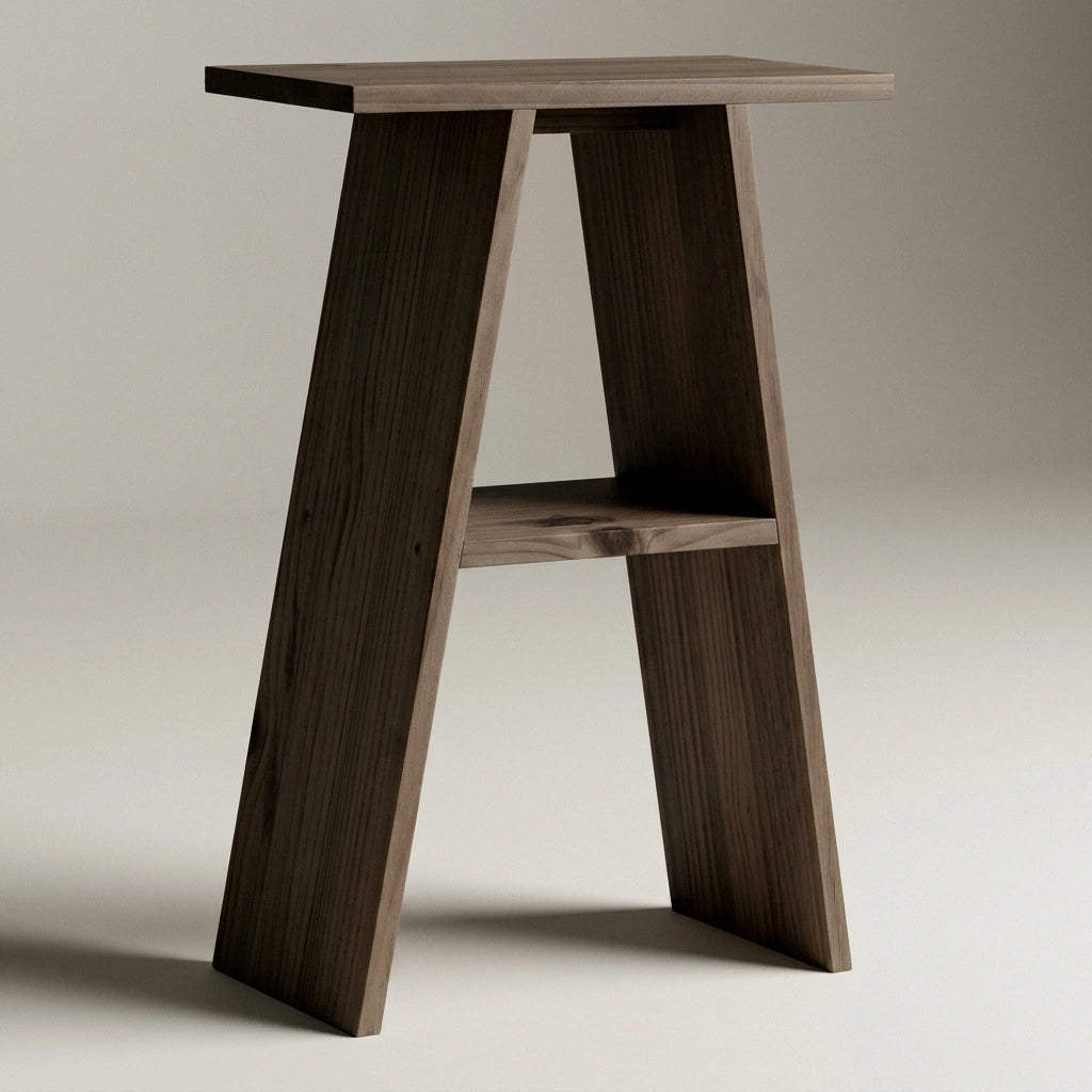 ENA Mesita de noche de madera maciza. Accabado "RAWGRAY".