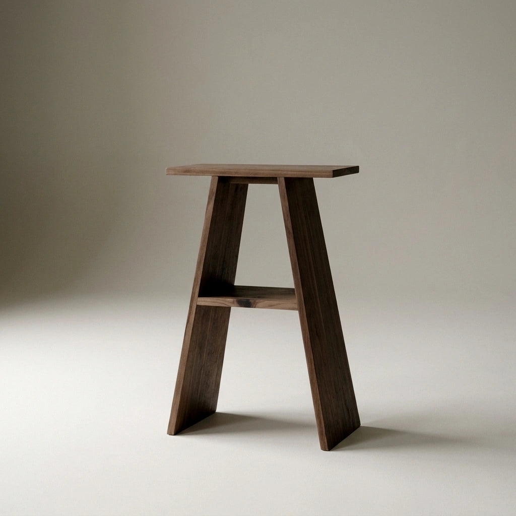 ENA Mesita de noche de madera maciza. Accabado "RAWGRAY".