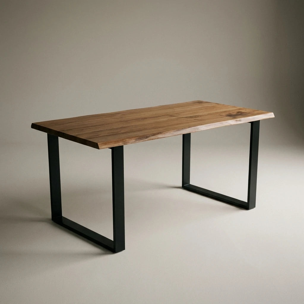 GASSAN Solid wood dining table with sharp edges. "DARK" finish.