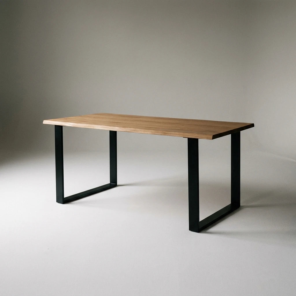 GASSAN Solid wood dining table with sharp edges. "DARK" finish.