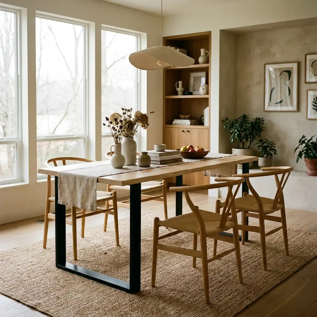 GASSAN Solid wood dining table with sharp edges. "NATURAL" finish.