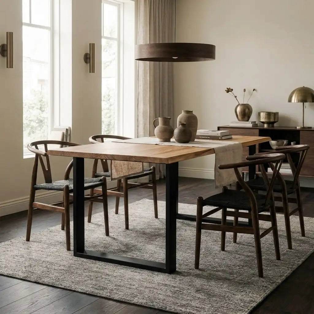 GASSAN Solid wood dining table with sharp edges. "OAK" finish.