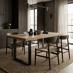 HAKKODA Solid wood herringbone dining table.