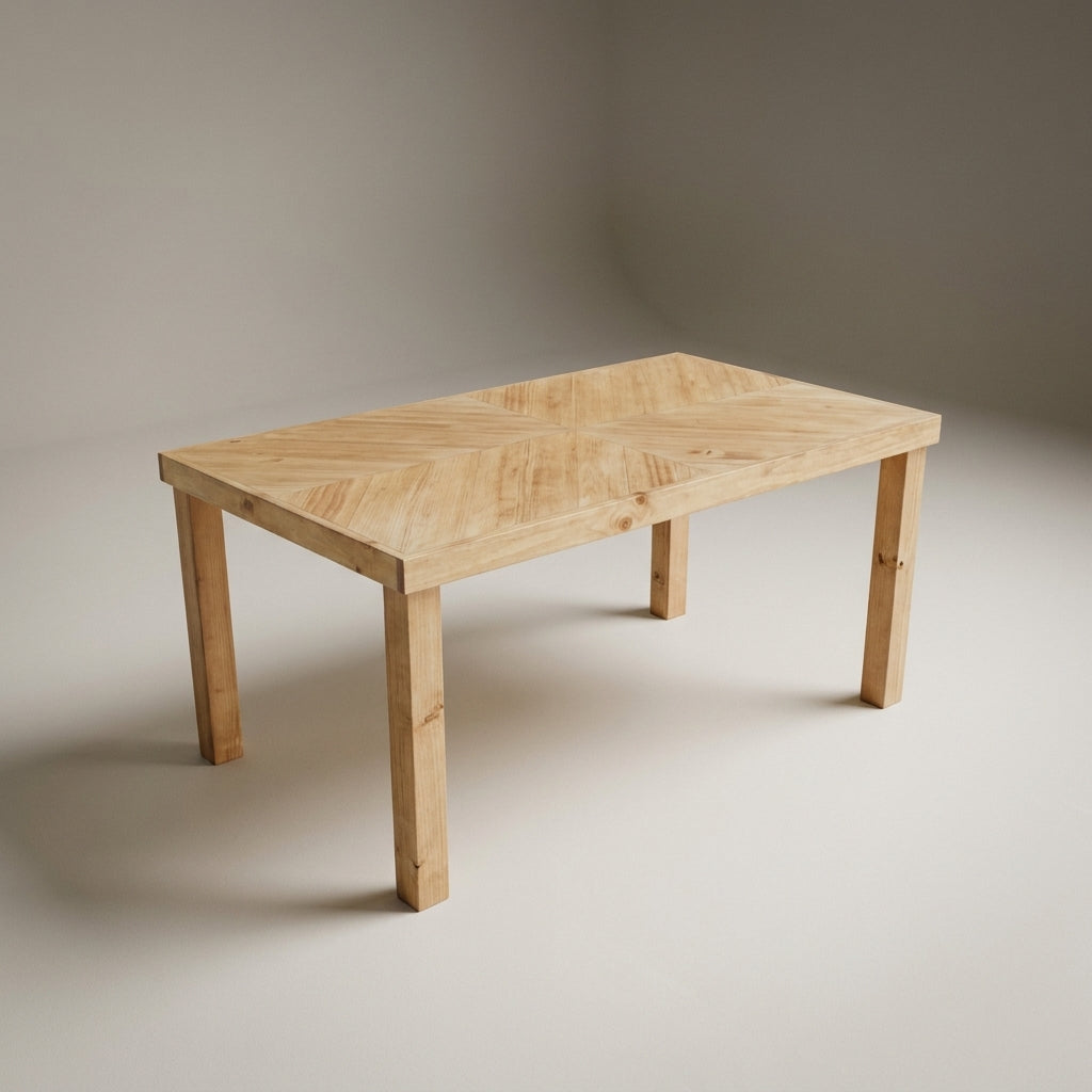 HAKKODA Solid wood herringbone dining table.
