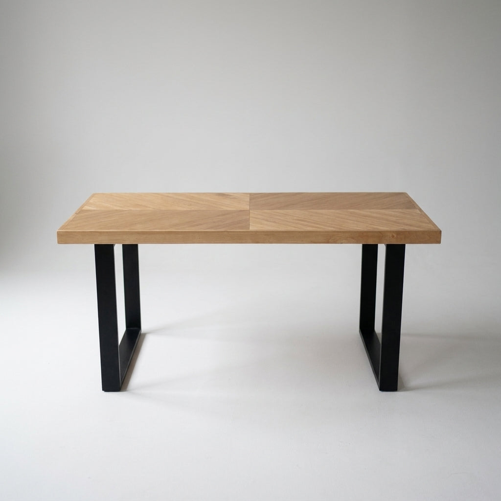 HAKKODA Solid wood herringbone dining table.