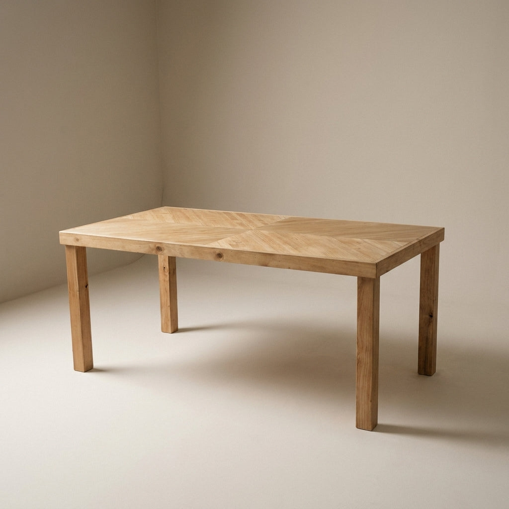 HAKKODA Solid wood herringbone dining table.