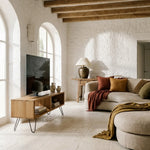 HIRA Meuble pour TV en bois massif. Acabado 