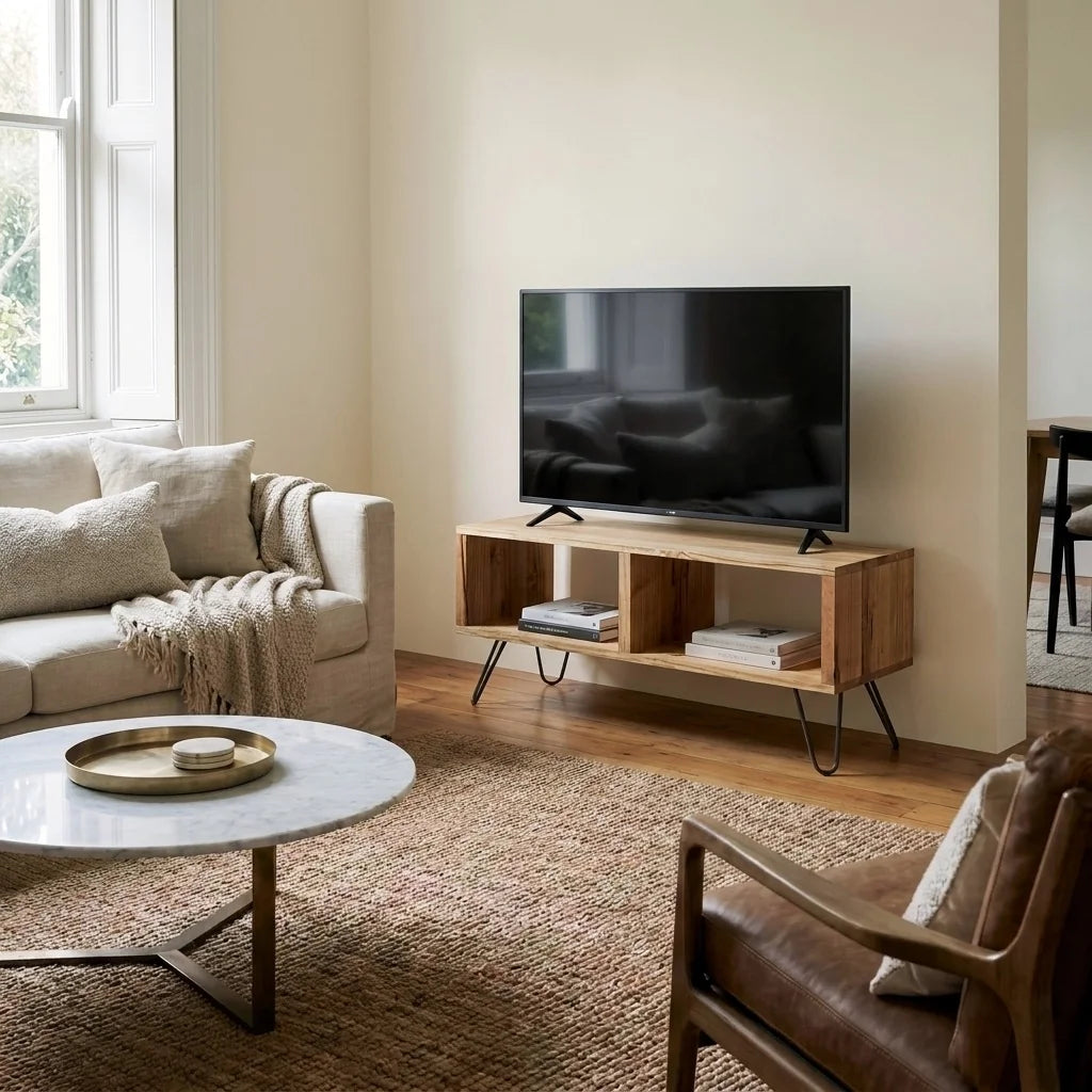 HIRA Meuble pour TV en bois massif. Acabado "CHÊNE".