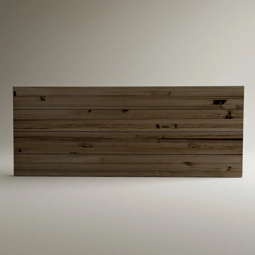HIYORI Cabecero de cama de madera maciza. Acabado "R A W  G R A Y".