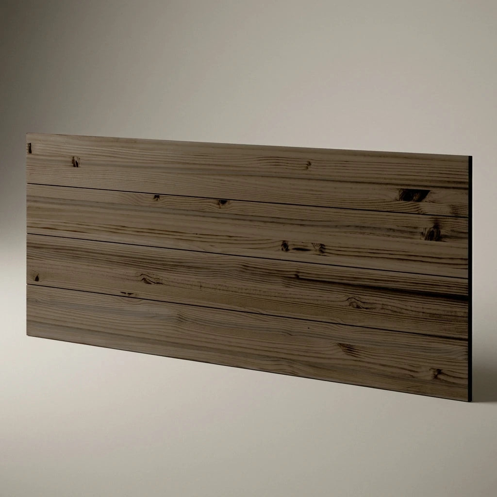 HIYORI Cabecero de cama de madera maciza. Acabado "R A W  G R A Y".