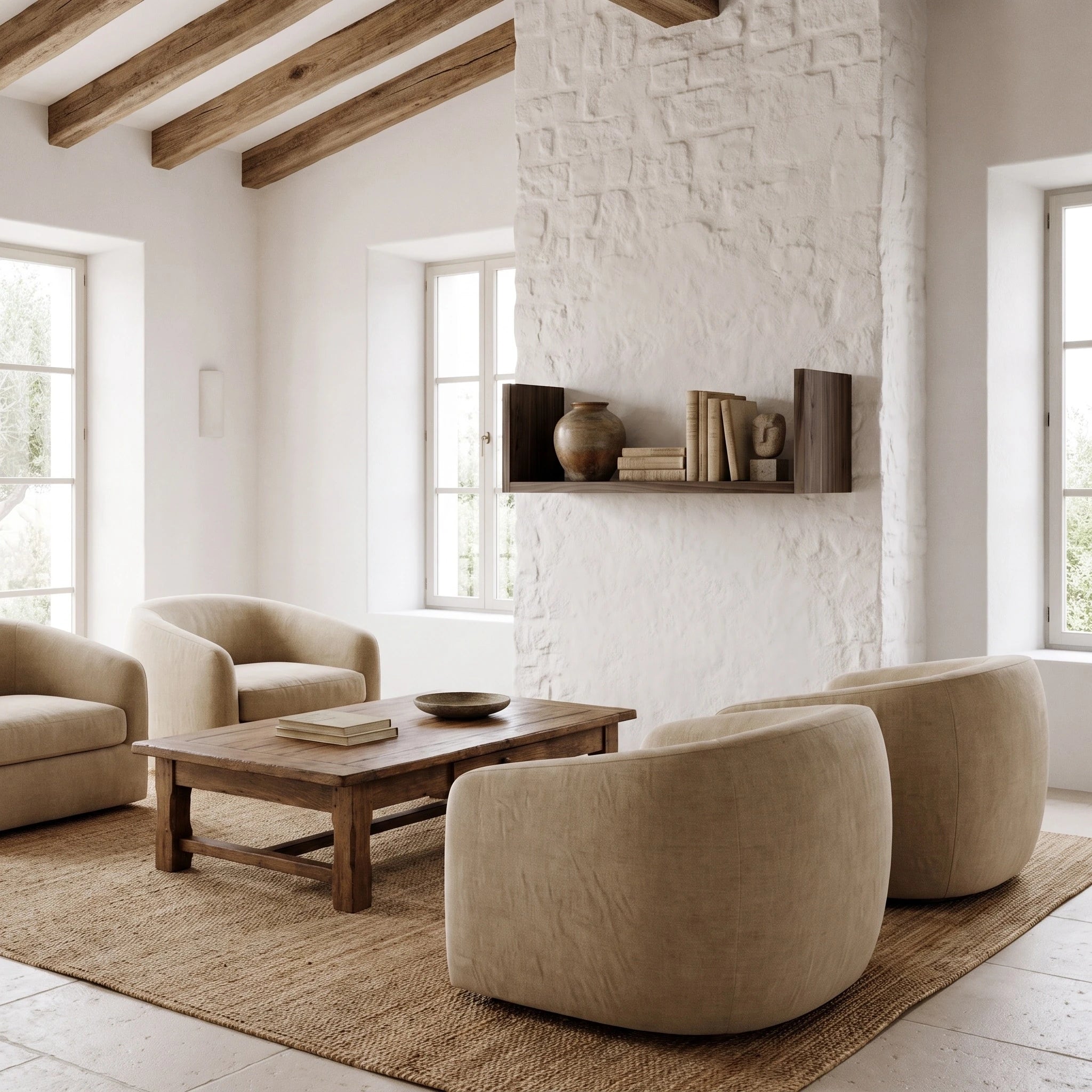 ISHIKARI Estante de madera maciza. Accabado "RAWGRAY".