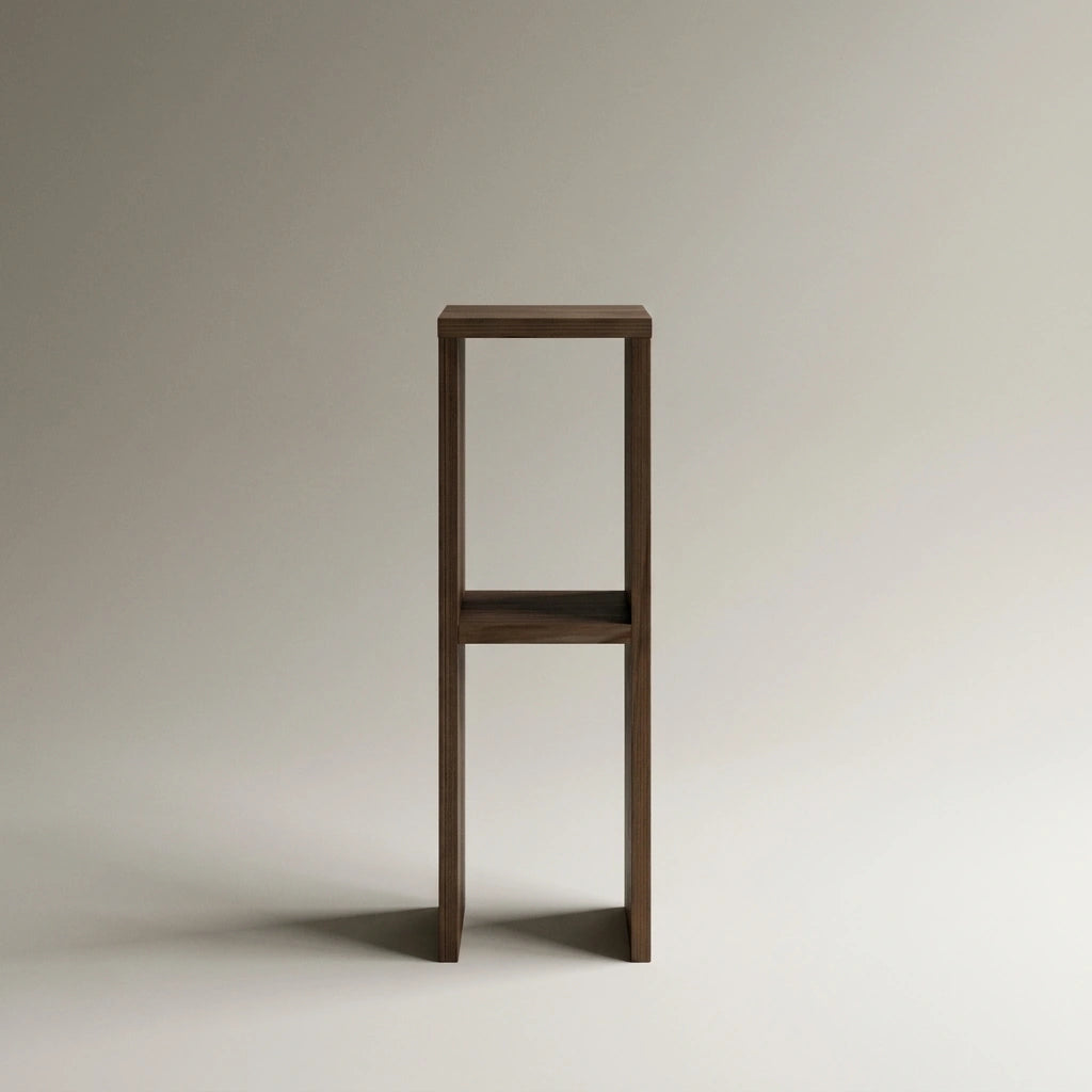 IWAKI Table de nuit en bois massif. Accabado "RAWGRAY".