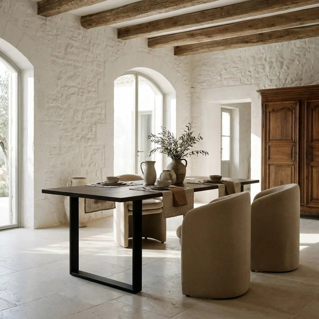 KASA Solid wood dining table. "RAWGRAY" finish.
