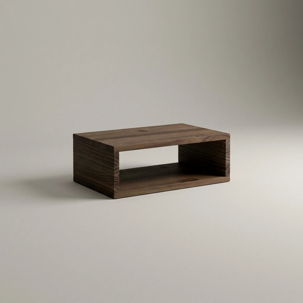 KINPU Solid wood floating bedside table. "RAWGRAY" finish.