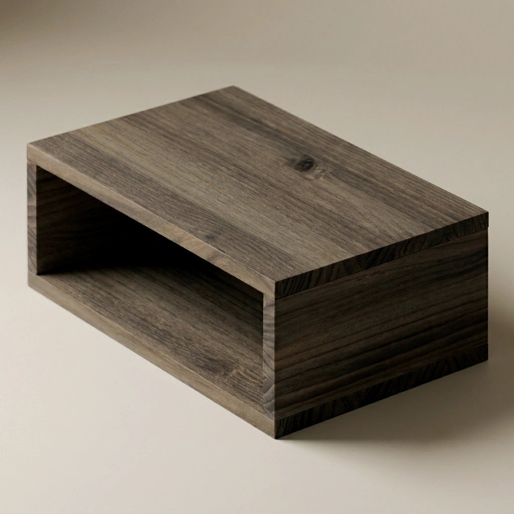 KINPU Solid wood floating bedside table. "RAWGRAY" finish.