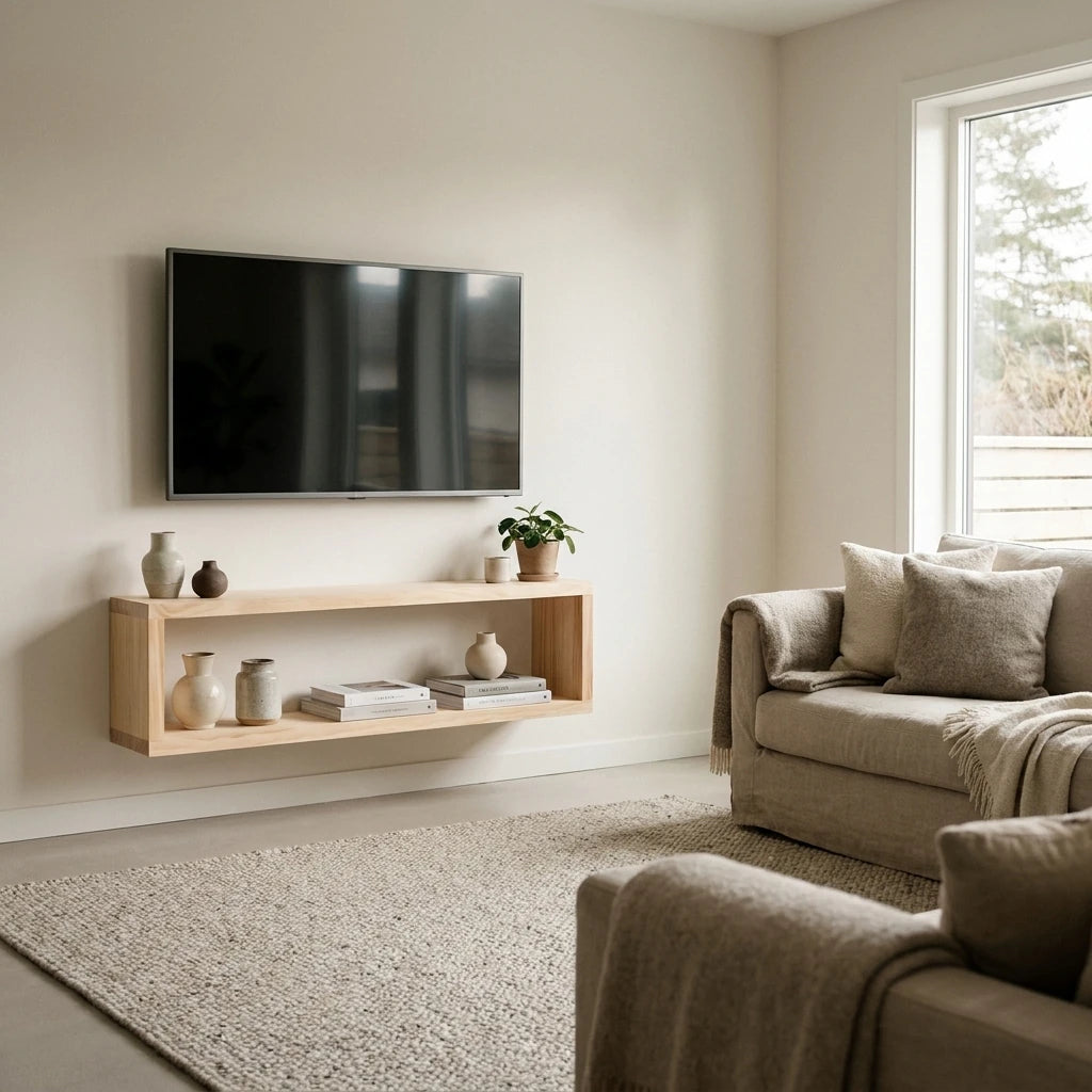 MIUNE Mueble para TV de madera maciza. Acabado "N A T U R A L".