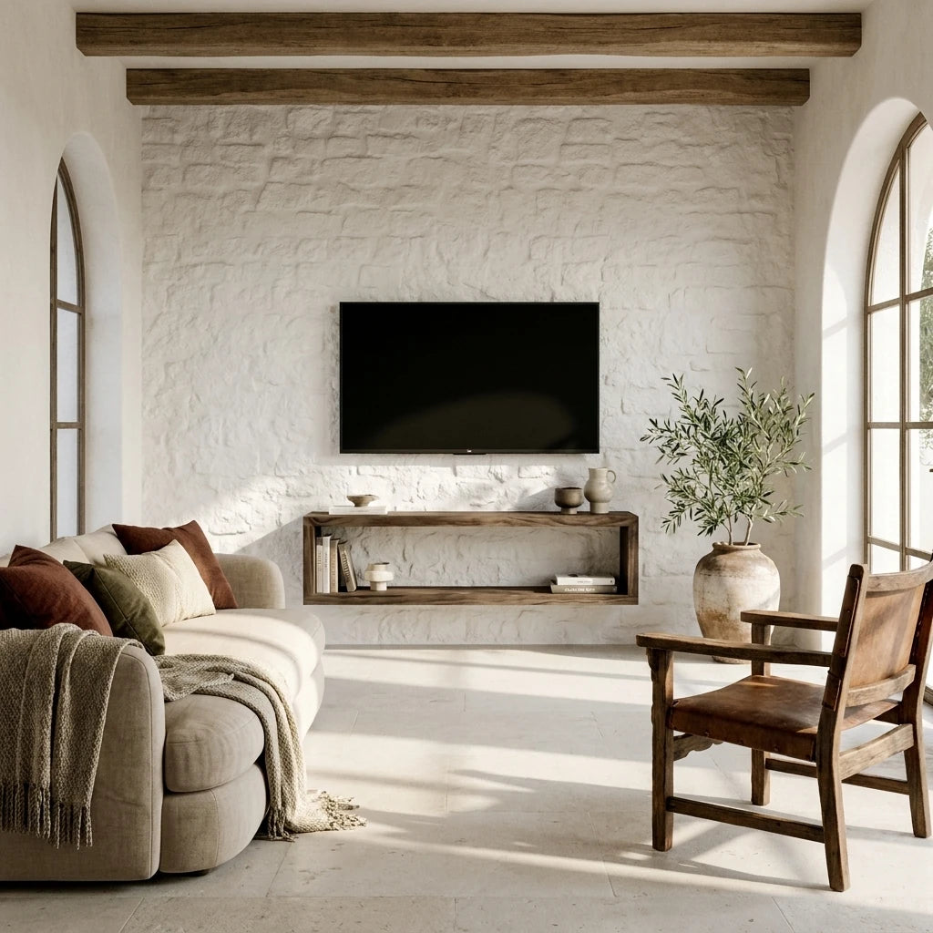 MIUNE Mueble para TV de madera maciza. Acabado "R A W  G R A Y".